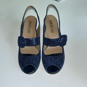 Navy Anyi Lu open toed heels